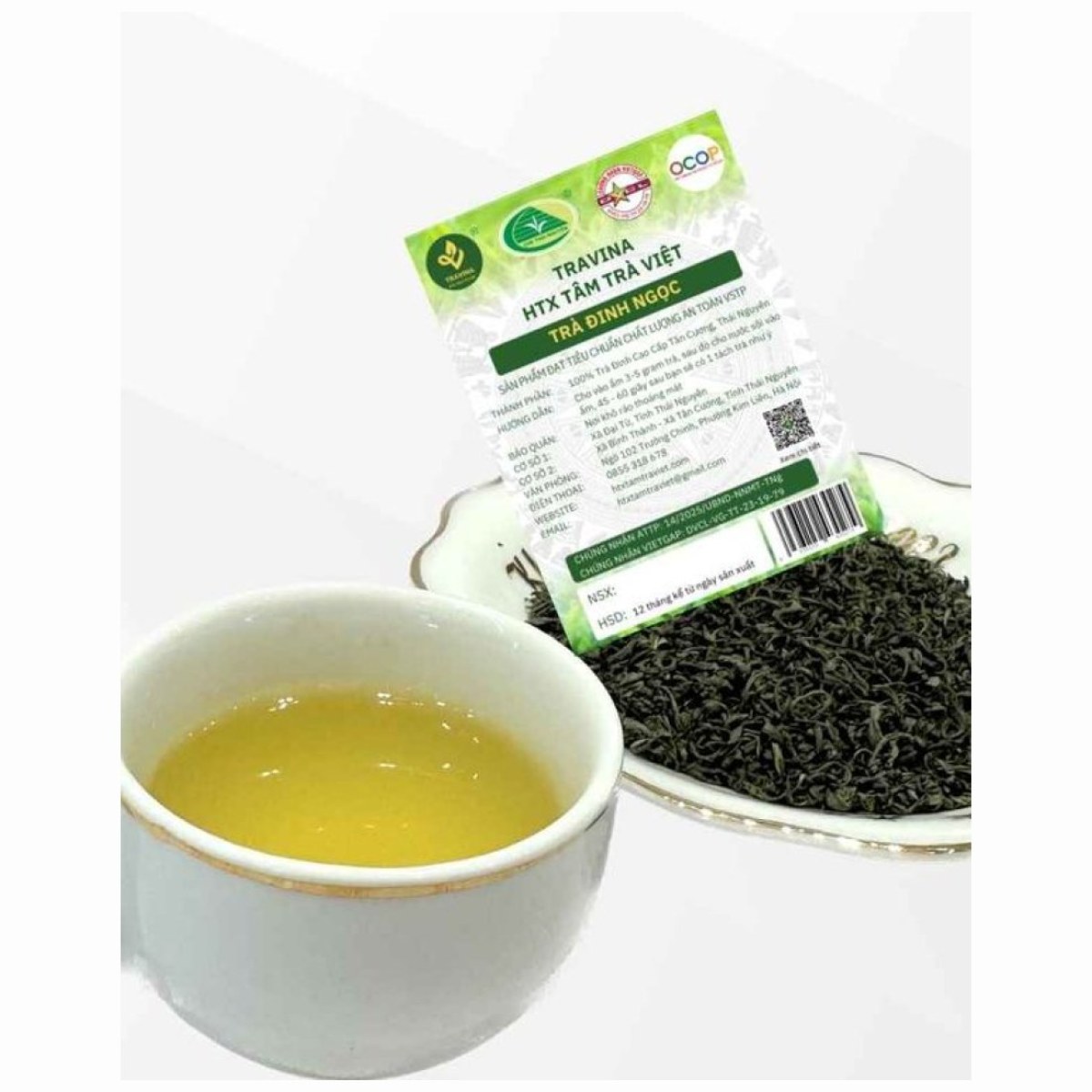 Té verde de aguja Dinh Ngoc de TRAVINA, de Thai Nguyen, con el licor verde pálido que produce
