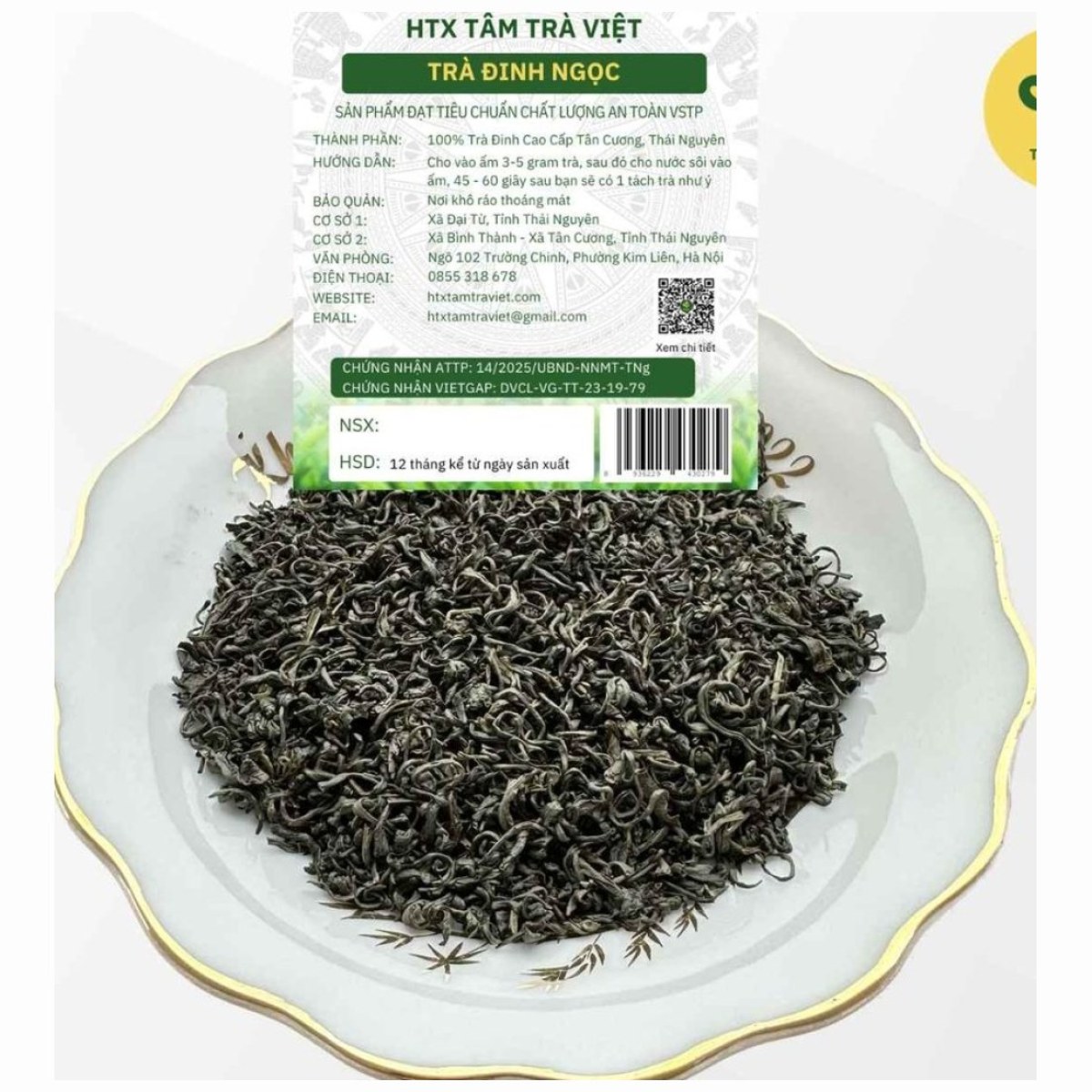 Hoja seca de aguja Dinh Ngoc, el té que va dentro de la caja de regalo An Khang de TRAVINA, Thai Nguyen