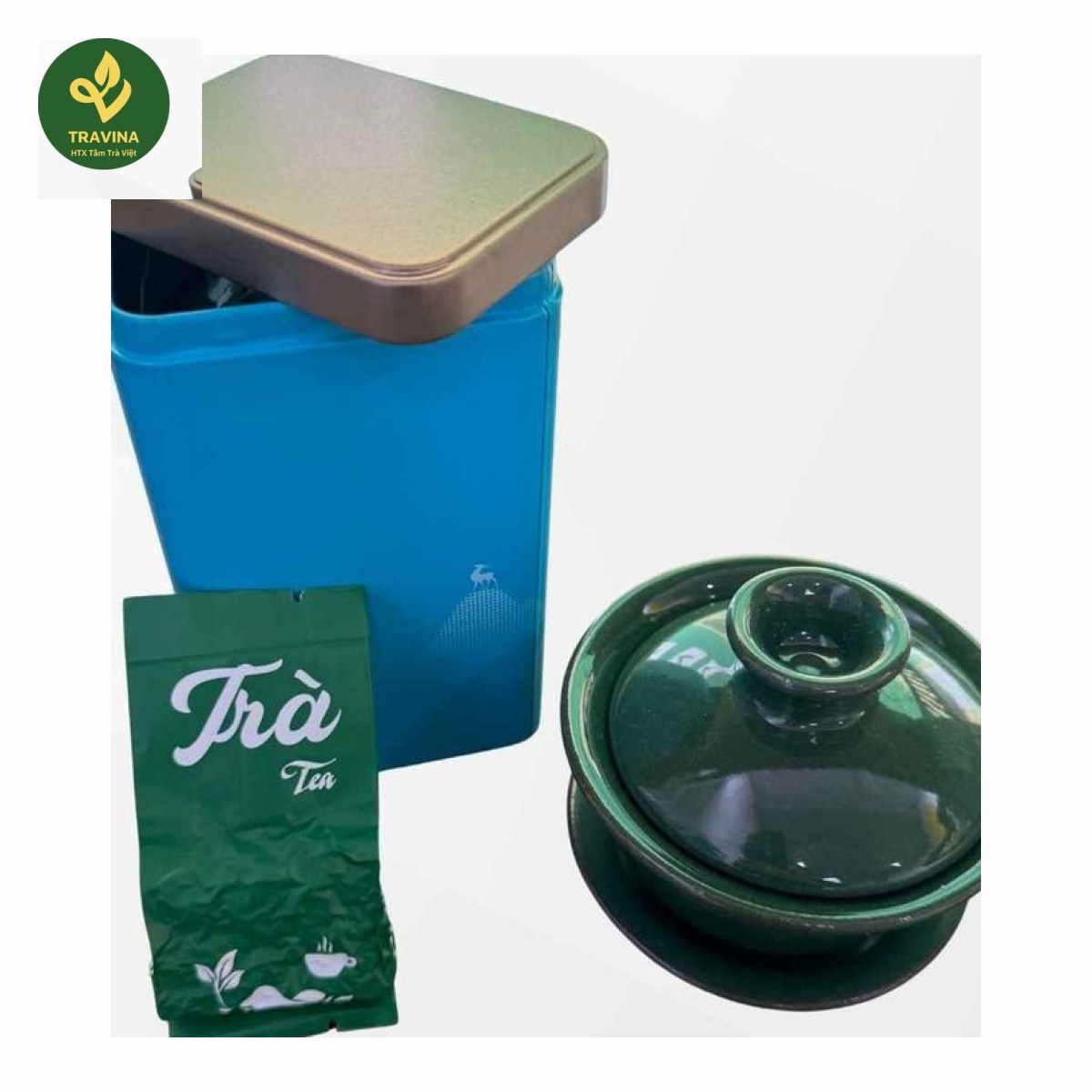 Estuche de regalo Tam Tra Nguyen Huong de TRAVINA, Thai Nguyen – lata de té y tarro