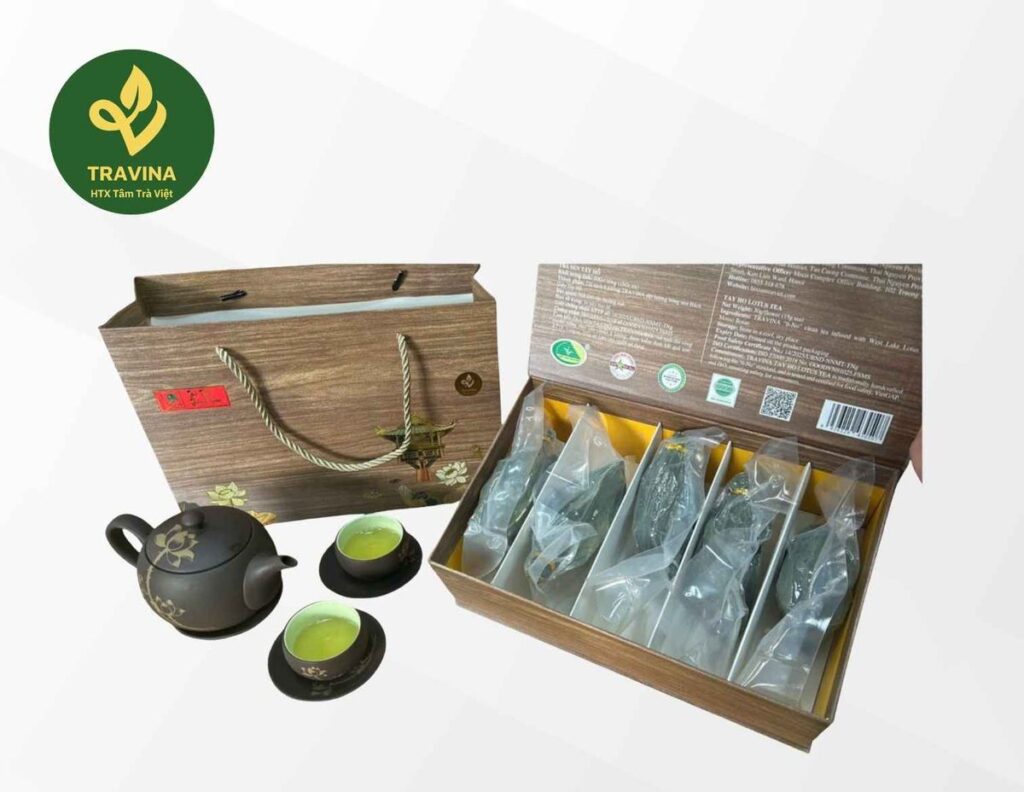 Estuche de regalo Tam Tra Thanh Lien de TRAVINA, Thai Nguyen – caja de regalo, abierta