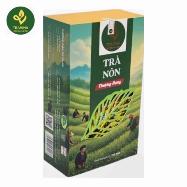 Caja de Té de Yemas de Grado Superior de TRAVINA, Thai Nguyen, Vietnam – envase de venta