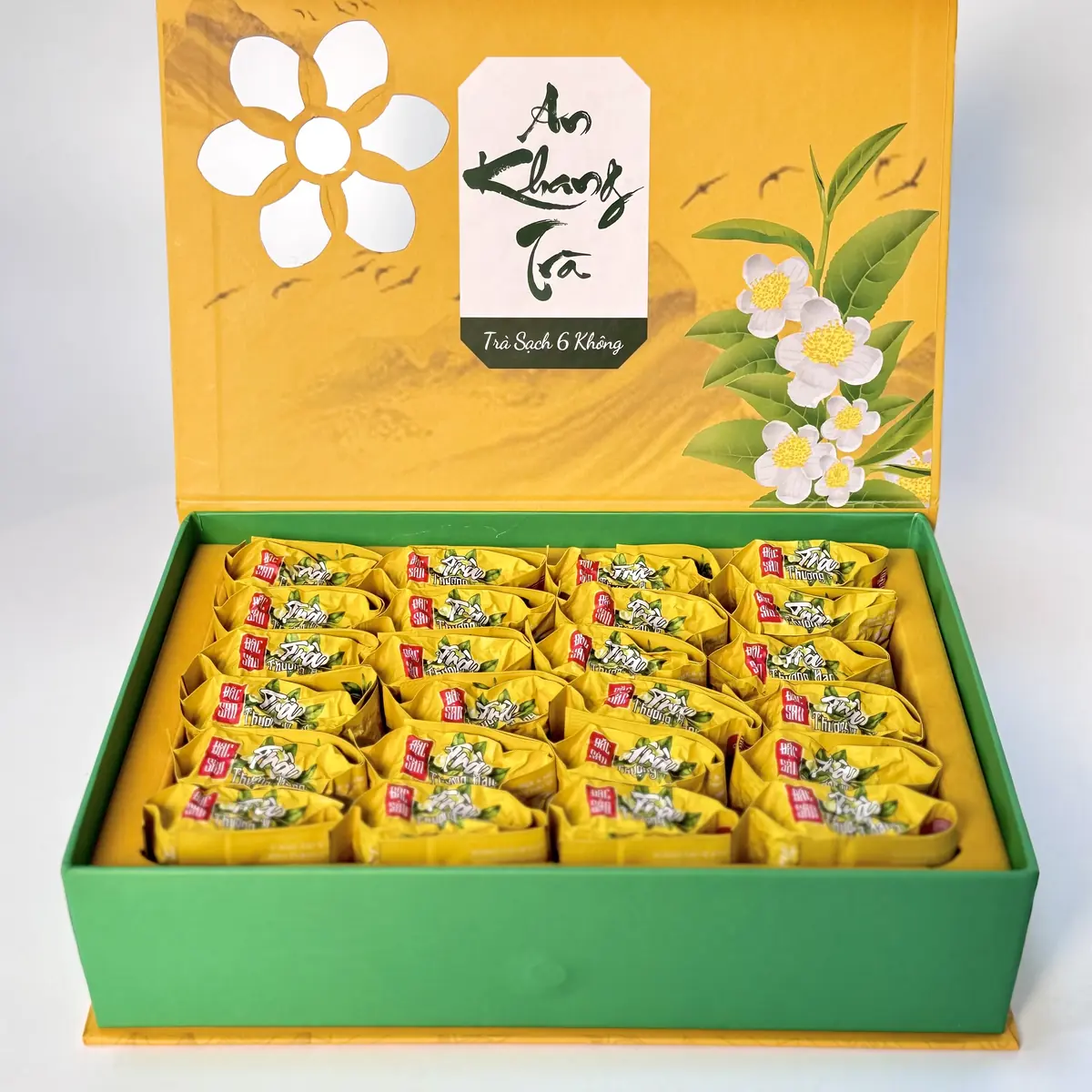 An Khang Needle Tea Gift Box – box opened