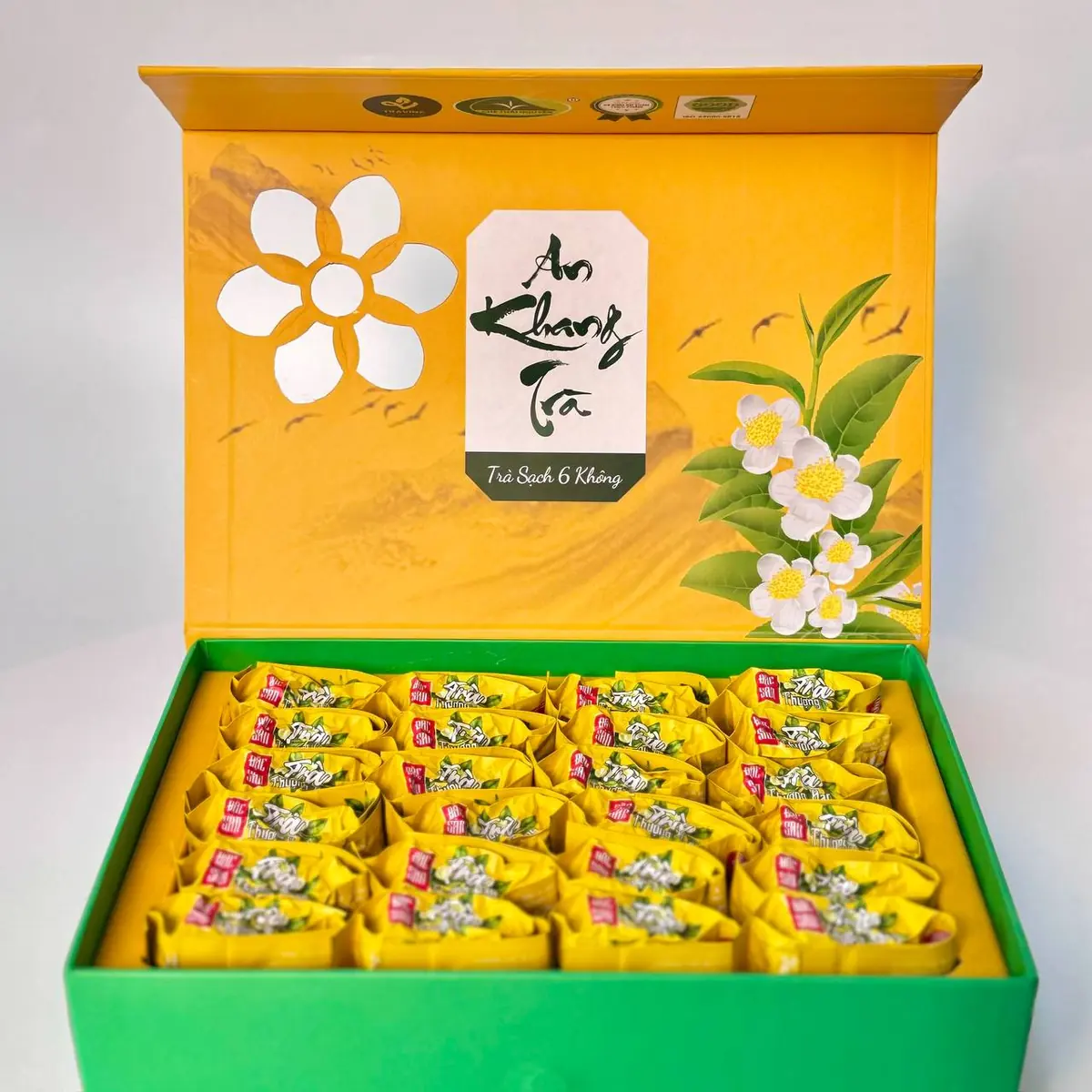 An Khang Needle Tea Gift Box – box opened