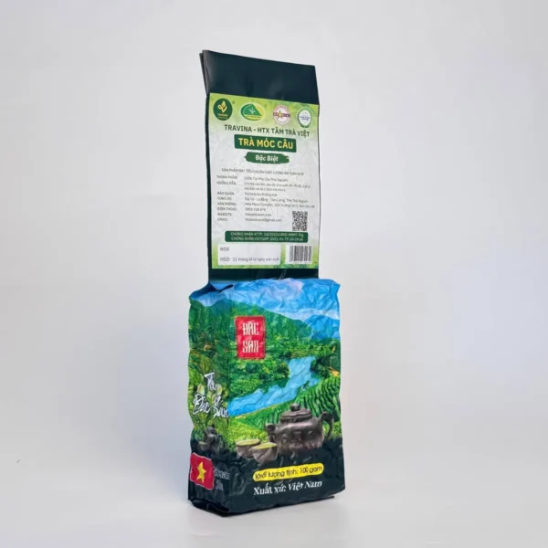 Premium Moc Cau Green Tea – pack side view