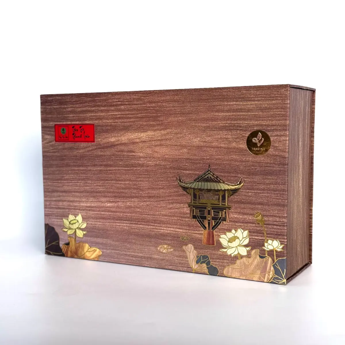 Tam Tra Thanh Lien Lotus Gift Set – wooden box side view